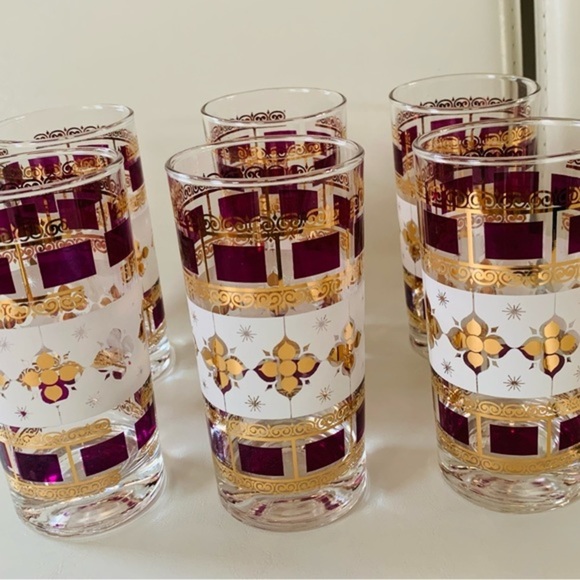Other - Gold Mid Century Glasses of 6